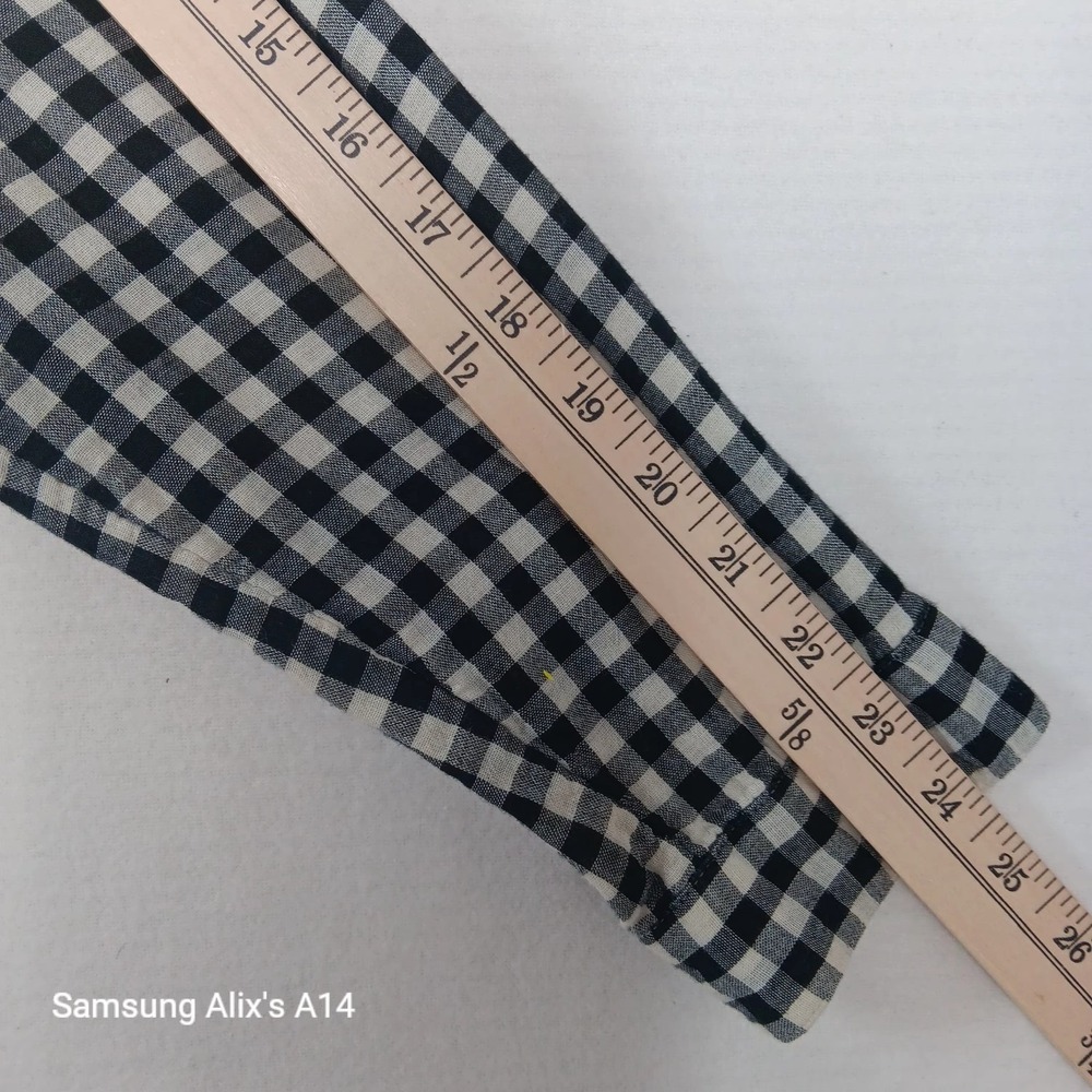 J.Jill Blouse Size Large Long Sleeve Cotton Black White Gingham Check Shirt - Picture 7 of 11